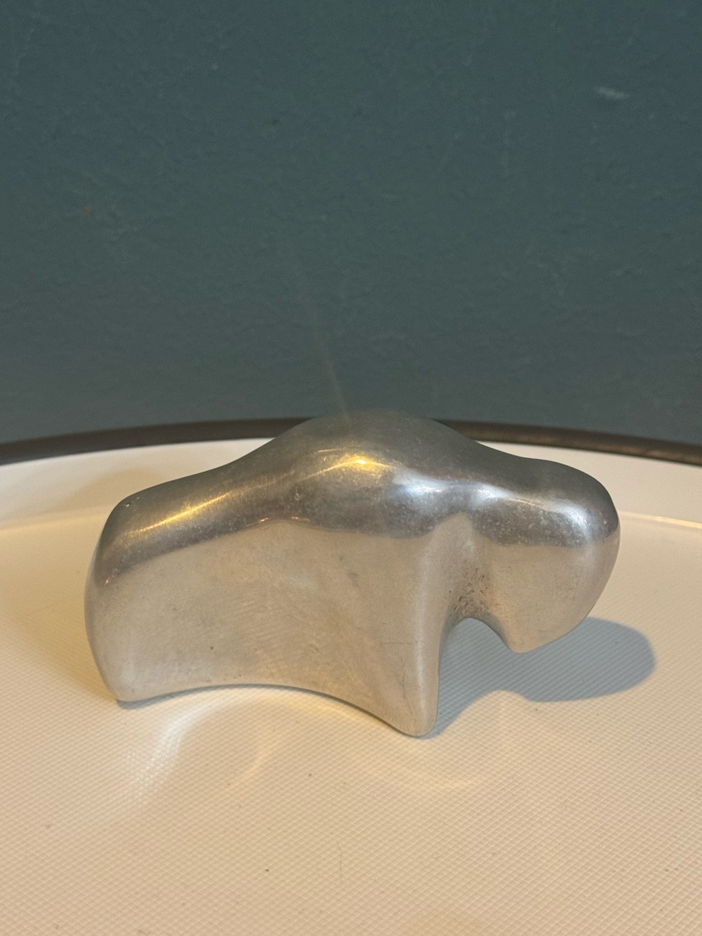 VINTAGE HOSELTON ALUMINUM CHROME BUFFALO BISON SCULPTURE #318 METAL ANIMAL